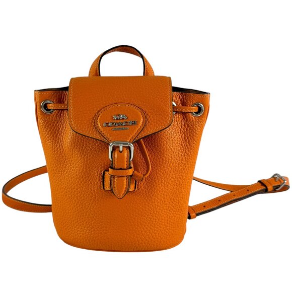 COACH Bright Mandarin Leather Amelia Convertible Women's Backpack CL408 - Picture 1 of 13